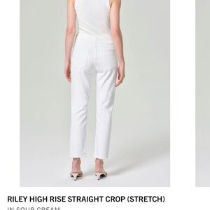 Agolde Women's White High Rise Straight Crop Jeans- Riley - white size 24